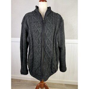Laundromat Knit Fisherman Cardigan Swrater 100% Wool Gray Nepal Men’s XL Ski